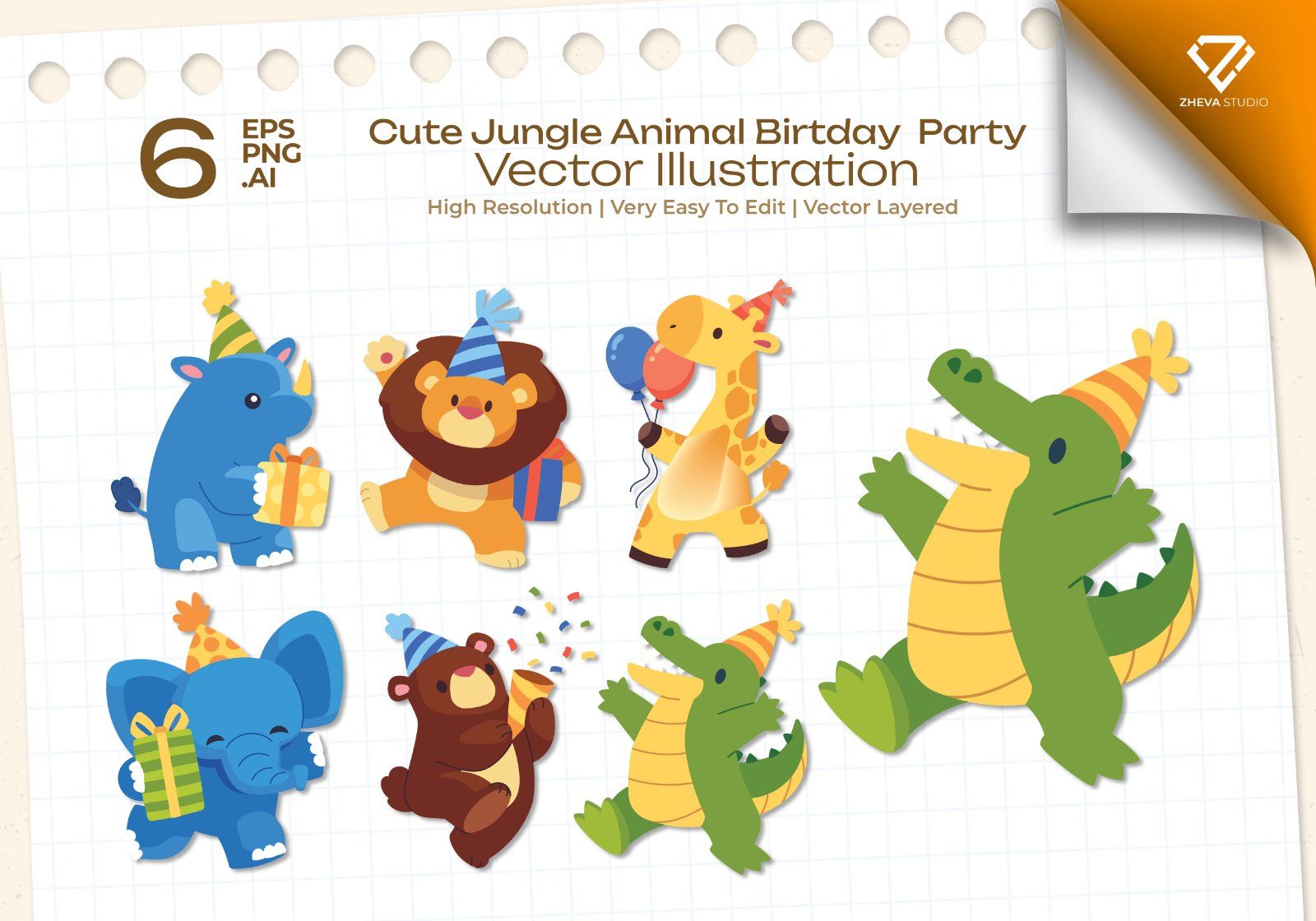 Premium Cute Jungle Animal Birtday Party