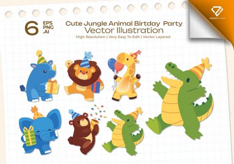 Premium Cute Jungle Animal Birtday Party