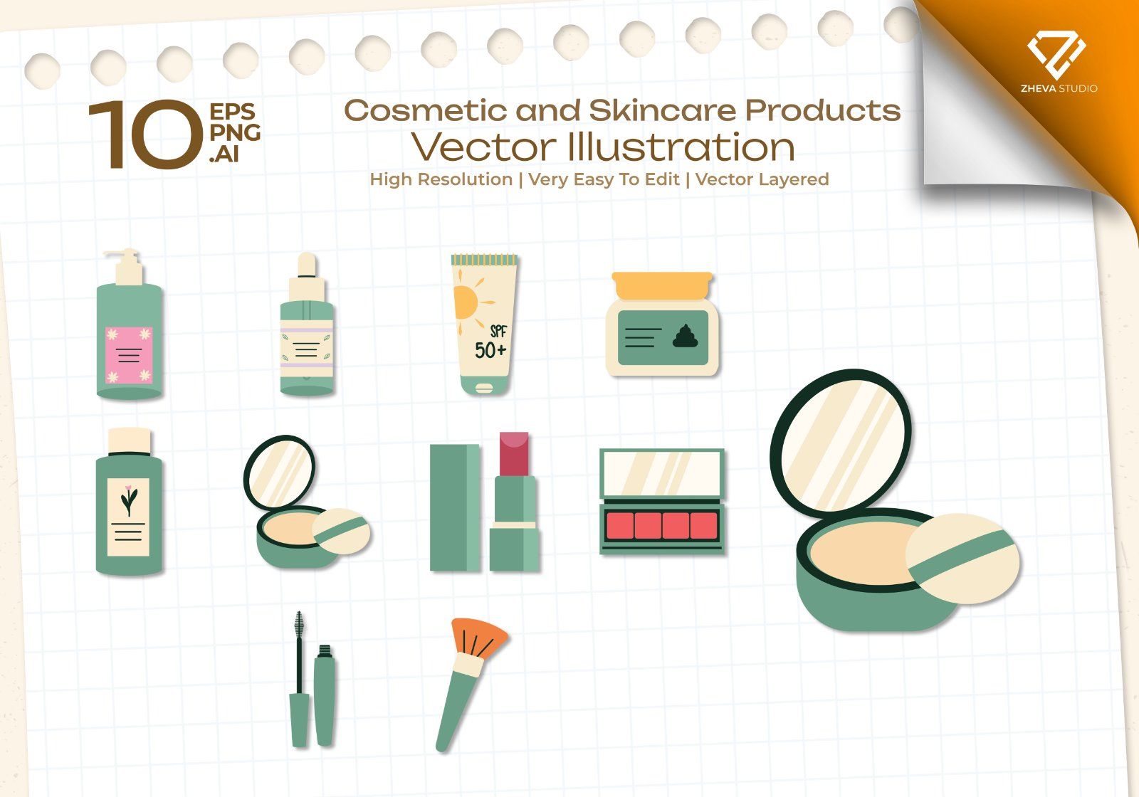 Premium Cosmetic and Skincare Products Vector Illustration
