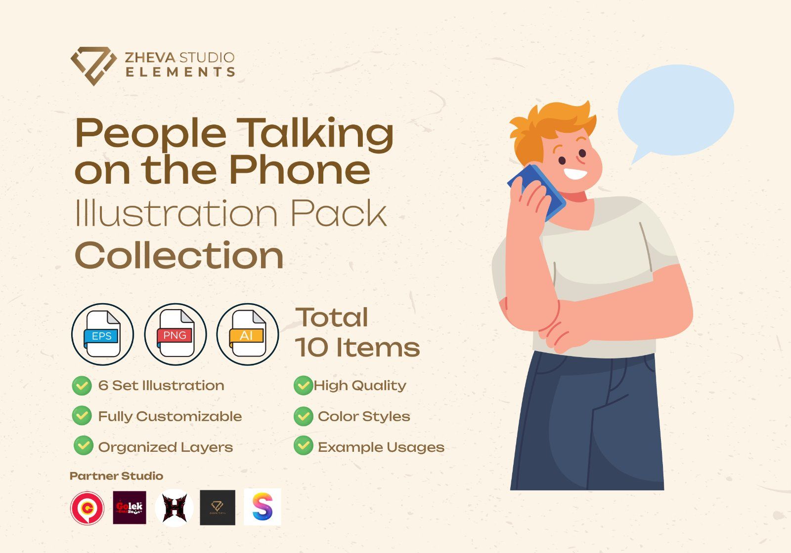 Premium People Talking on the Phone Vector Illustration