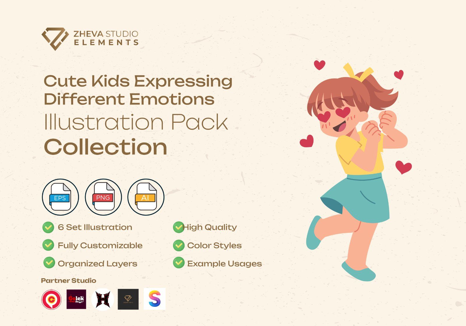 Premium Cute Kids Expressing Different Emotions Vector Illustration