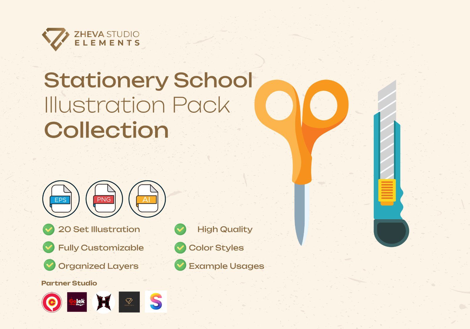 Premium Stationery School Vector Illustration – 20 EPS & PNG Files