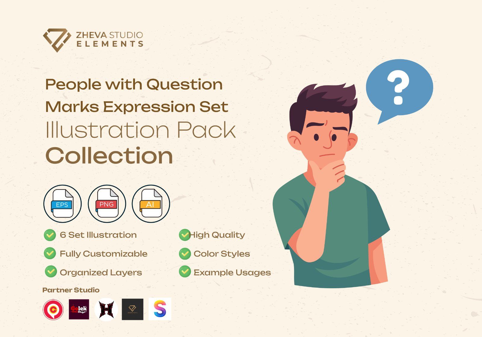 People with Questioning Marks Expression Set