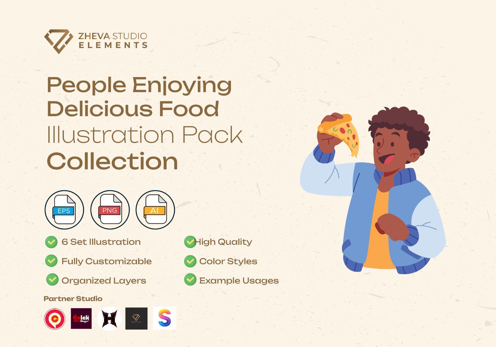 Premium People Enjoying Delicious Food Vector Illustration