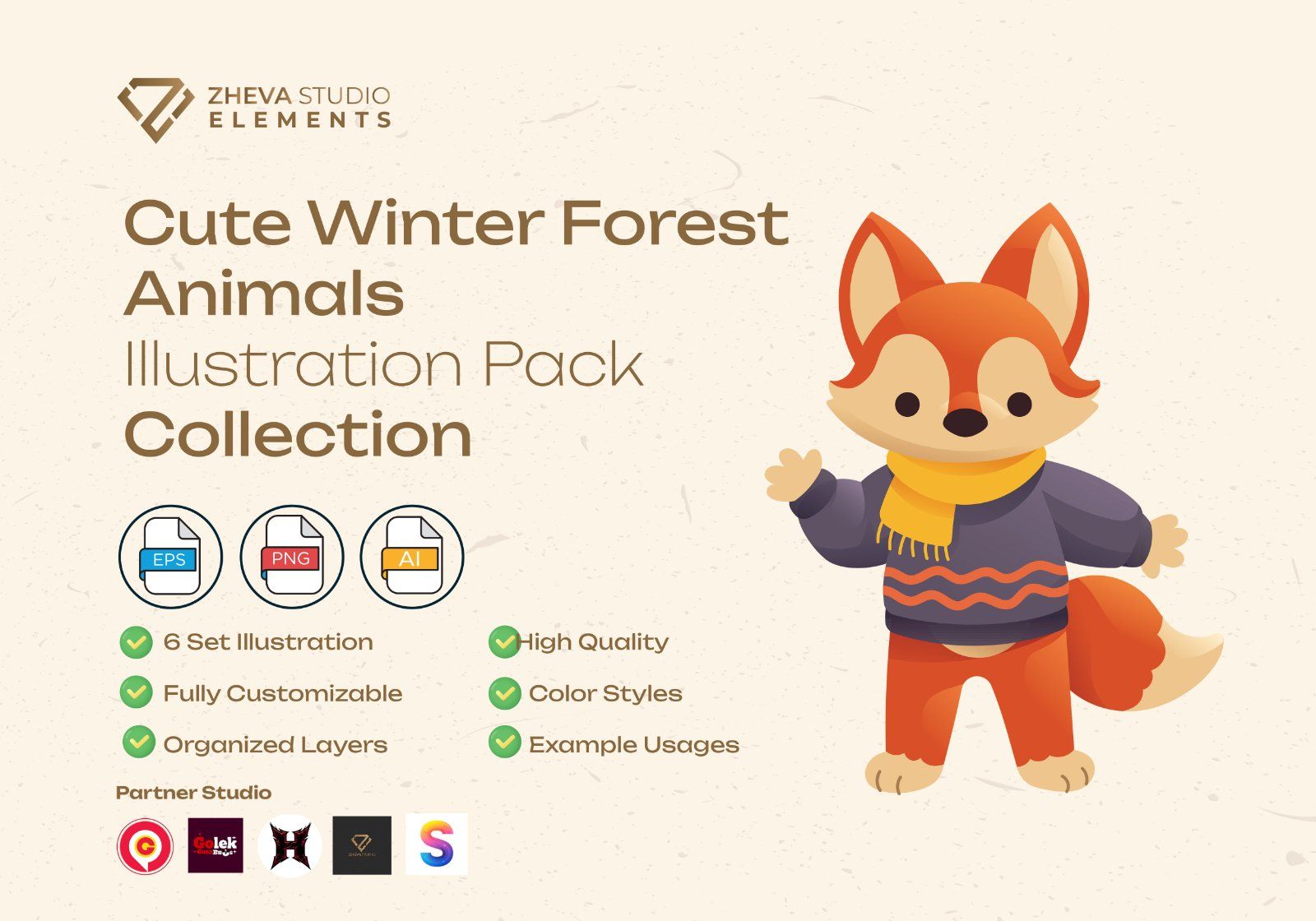 Premium Cute Winter Forest Animals