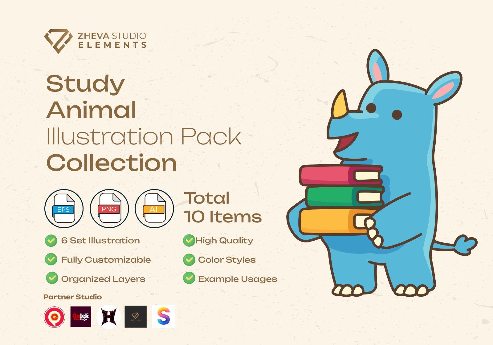 Premium Study Animal Vector Illustration – 6 EPS & PNG Files