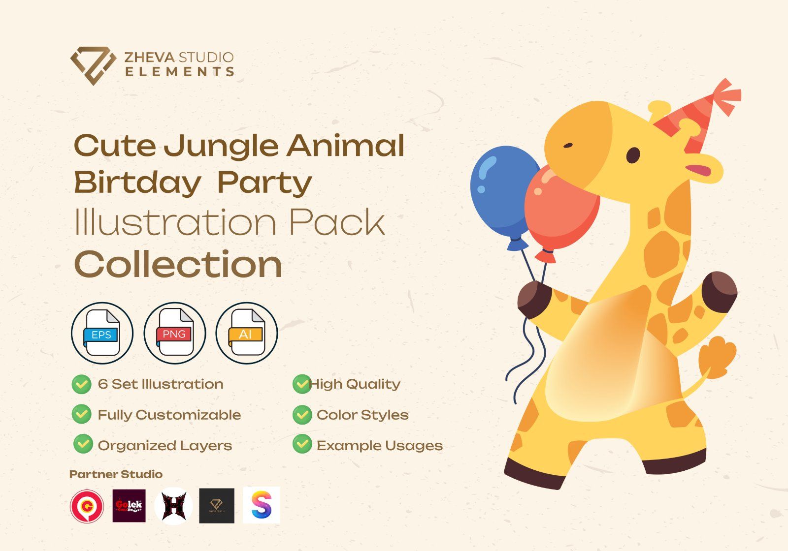 Premium Cute Jungle Animal Birtday Party