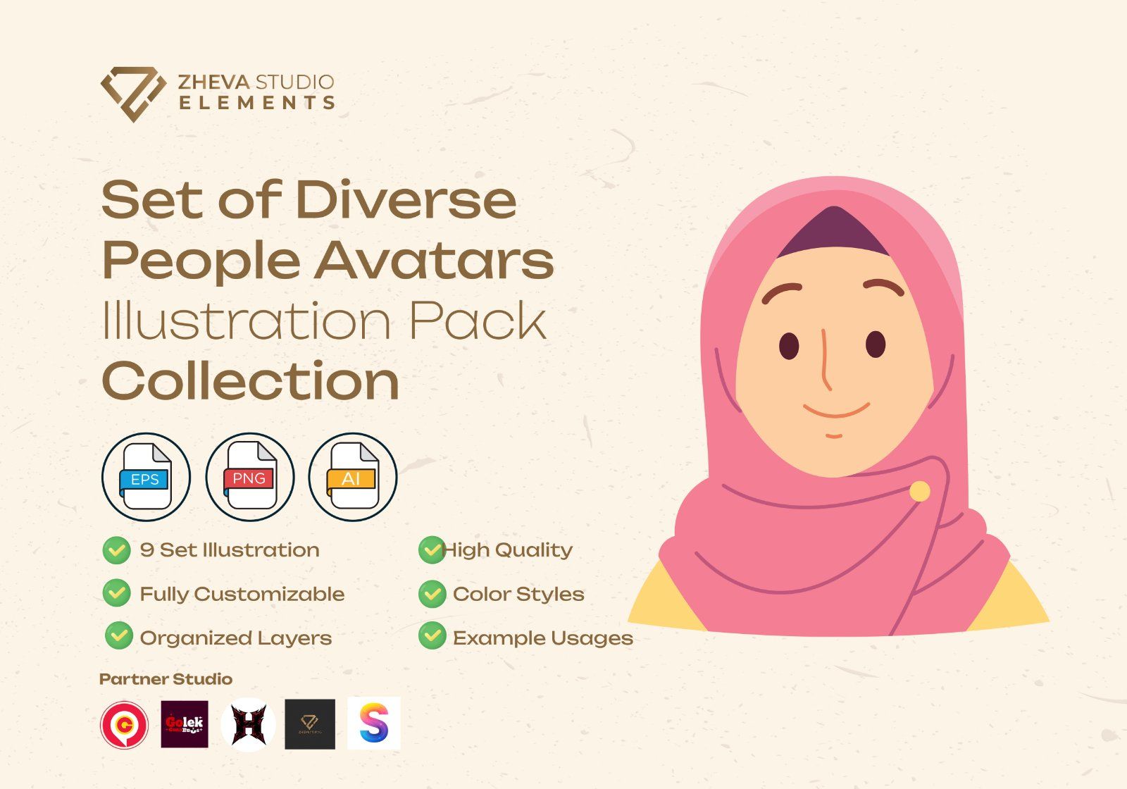 Premium Set of Diverse People Avatars Vector Illustration