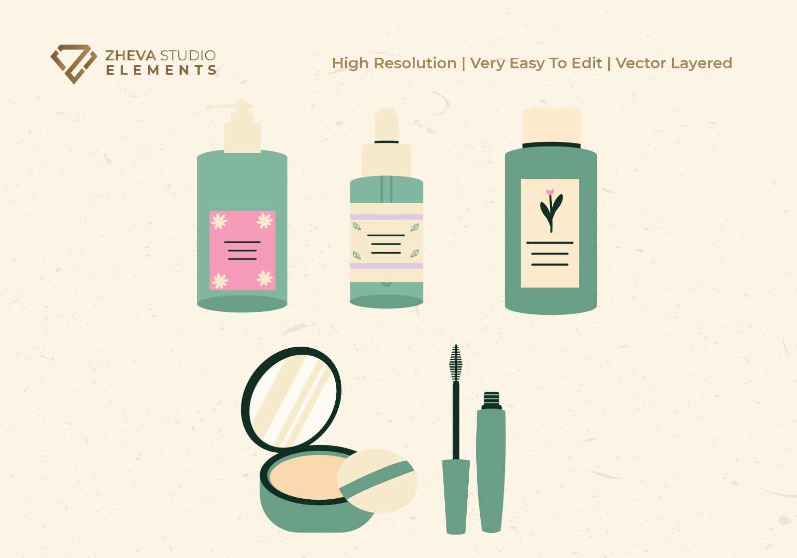 Premium Cosmetic and Skincare Products Vector Illustration