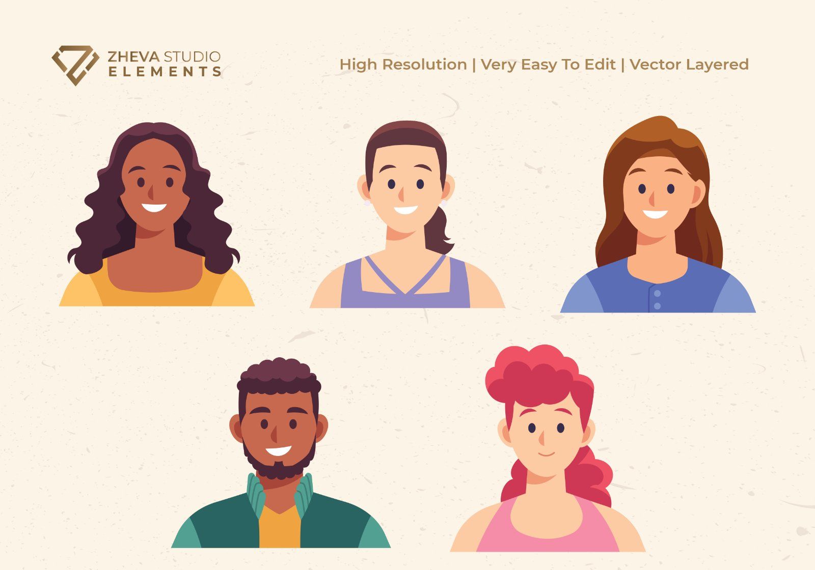 Premium Set of Human Face and Characters Vector Illustration