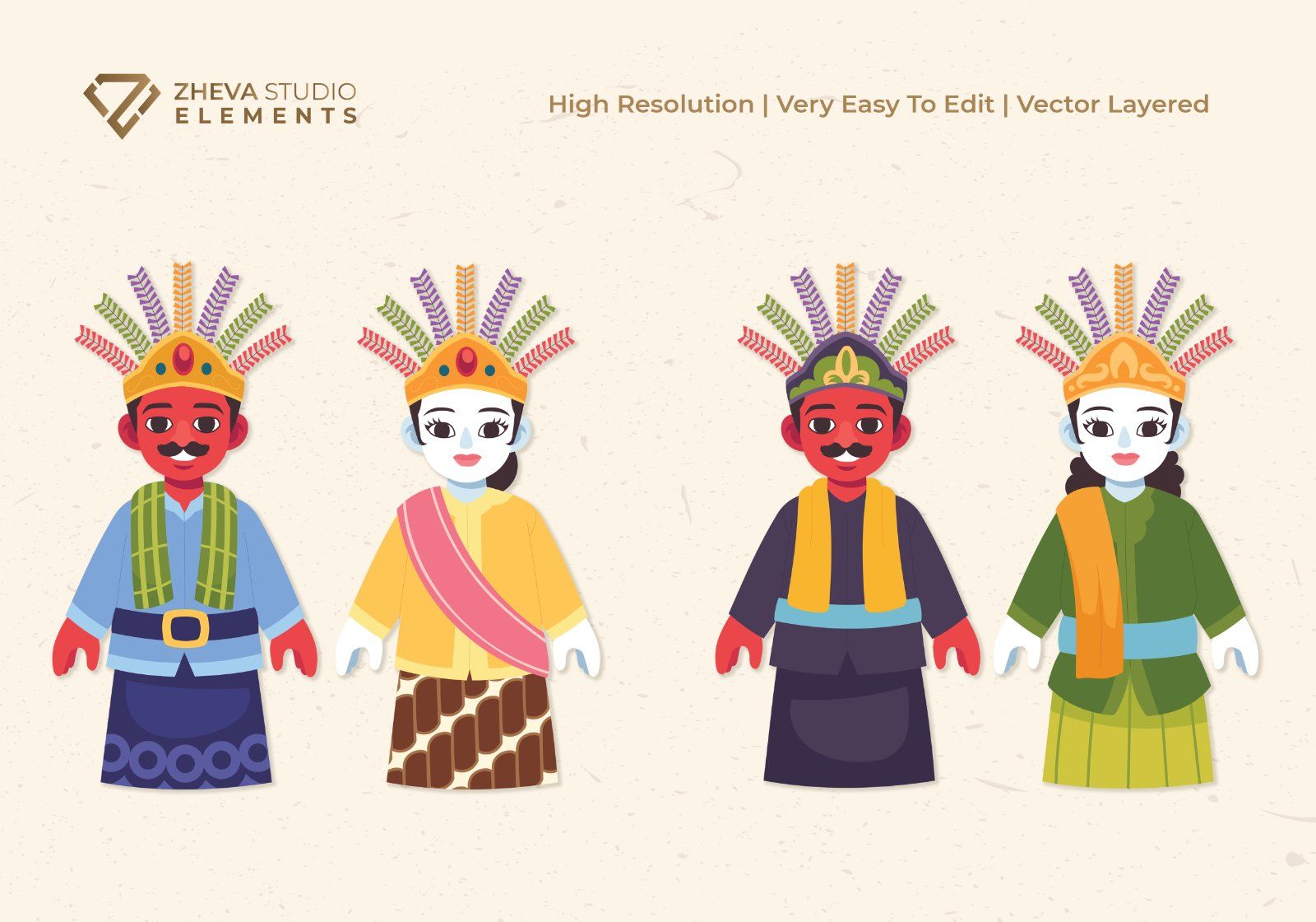 Premium Ondel Ondel Betawi Traditional Puppet Vector Illustration – 4 EPS & PNG Files