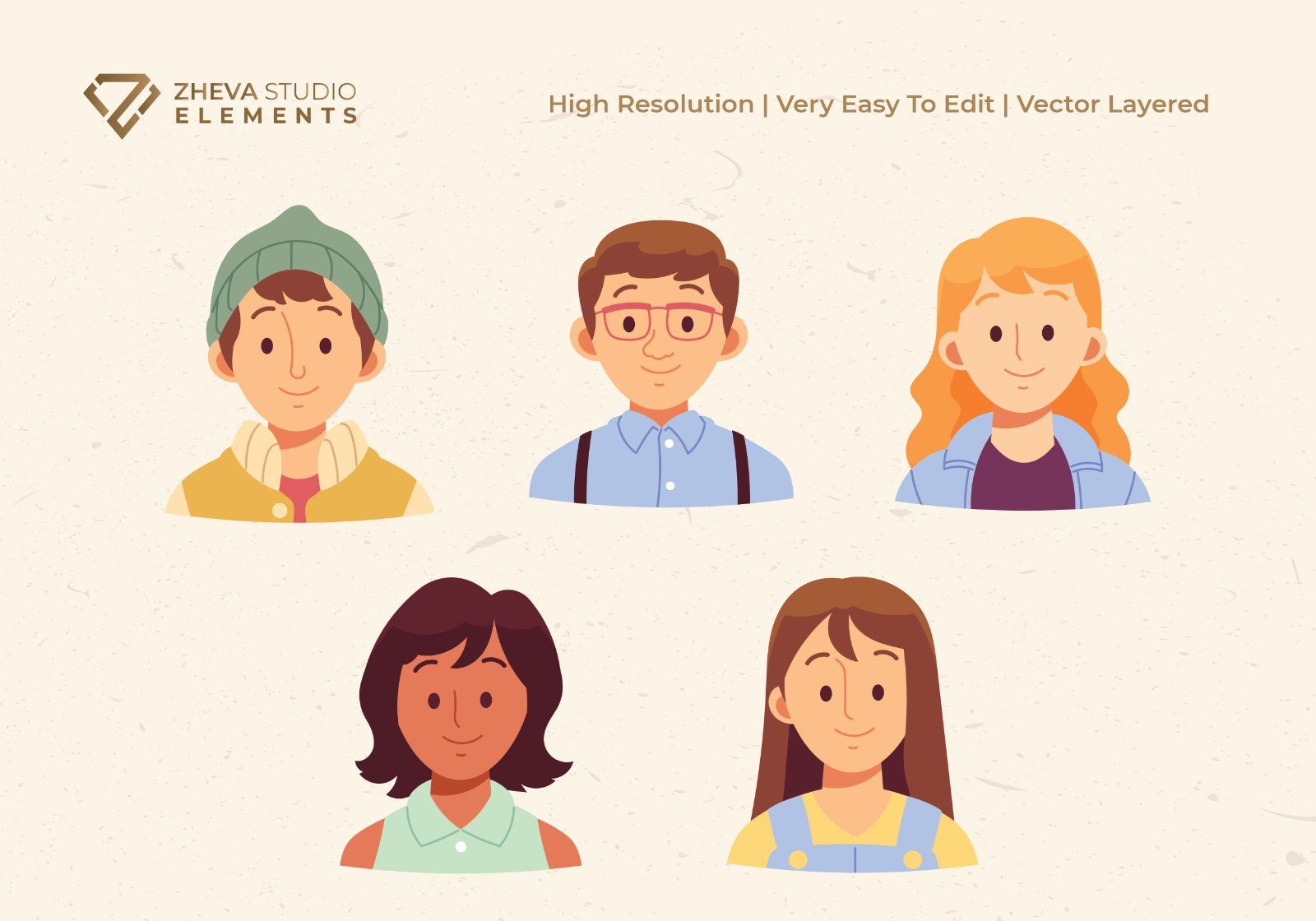 Premium Set of Diverse People Avatars Vector Illustration