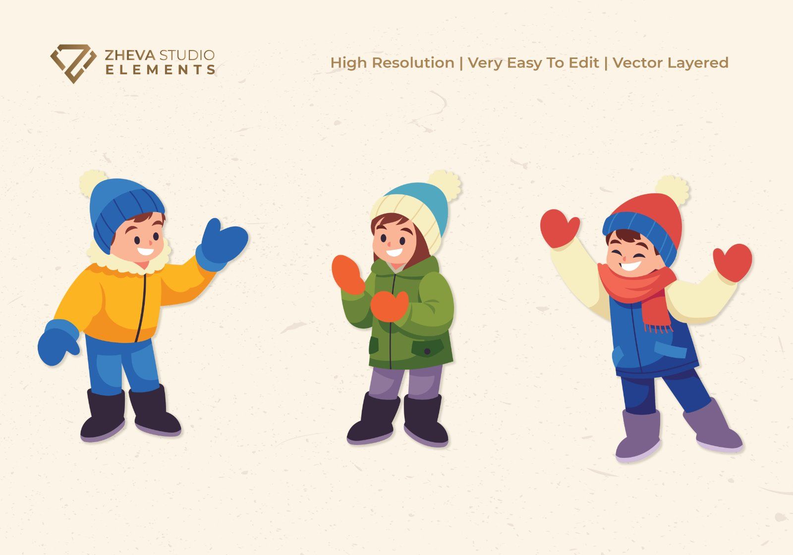 Premium Winter Outfit Children Vector Illustration – 6 EPS & PNG Files