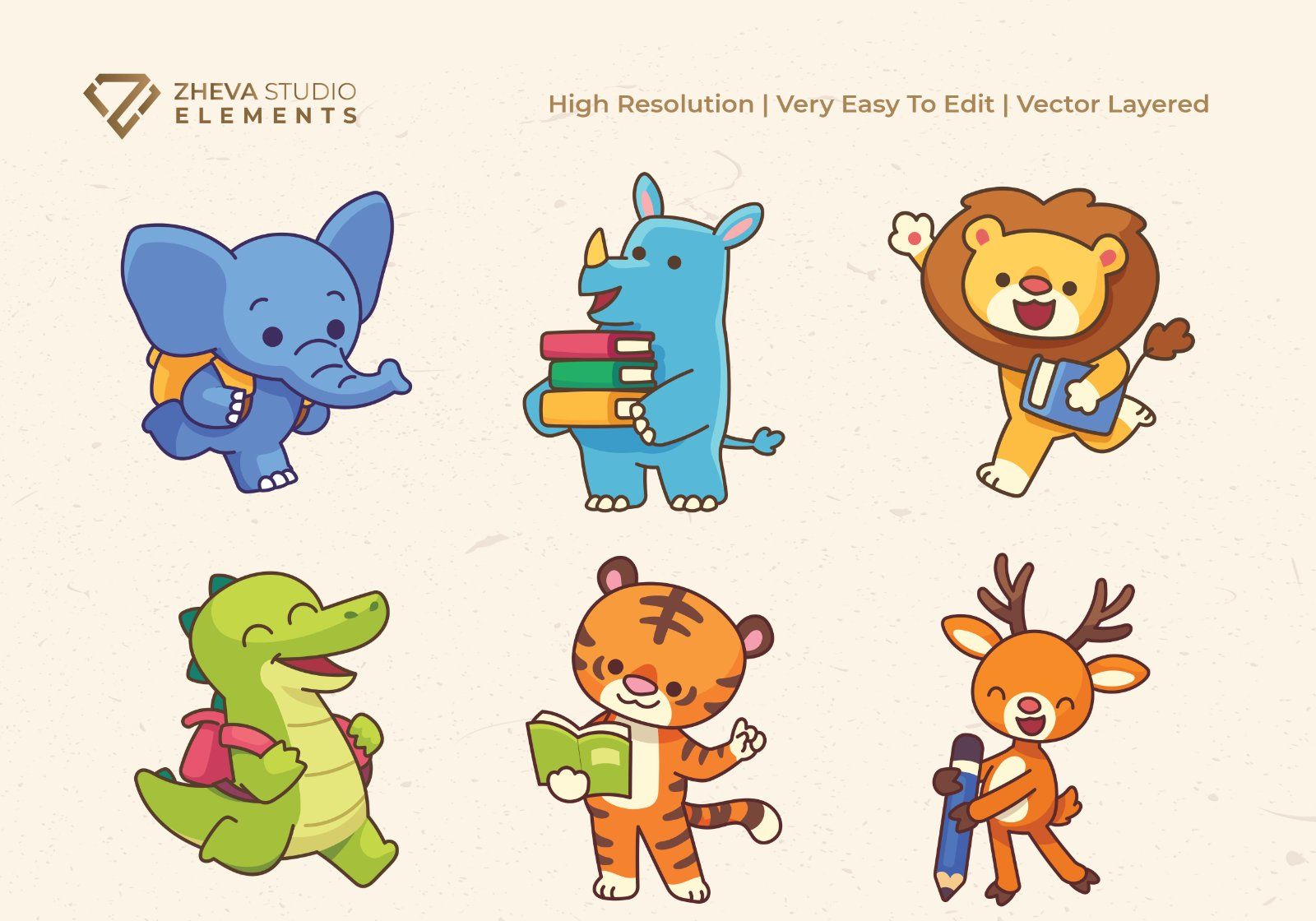 Premium Study Animal Vector Illustration – 6 EPS & PNG Files