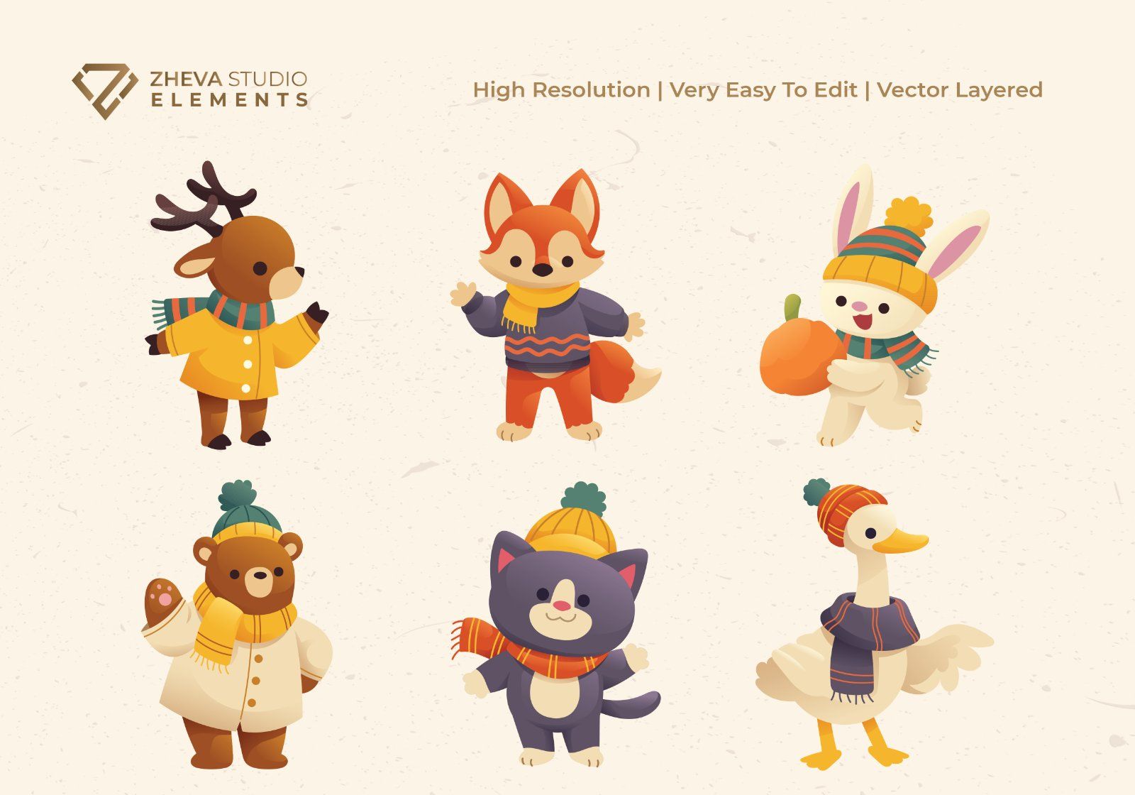 Premium Cute Winter Forest Animals
