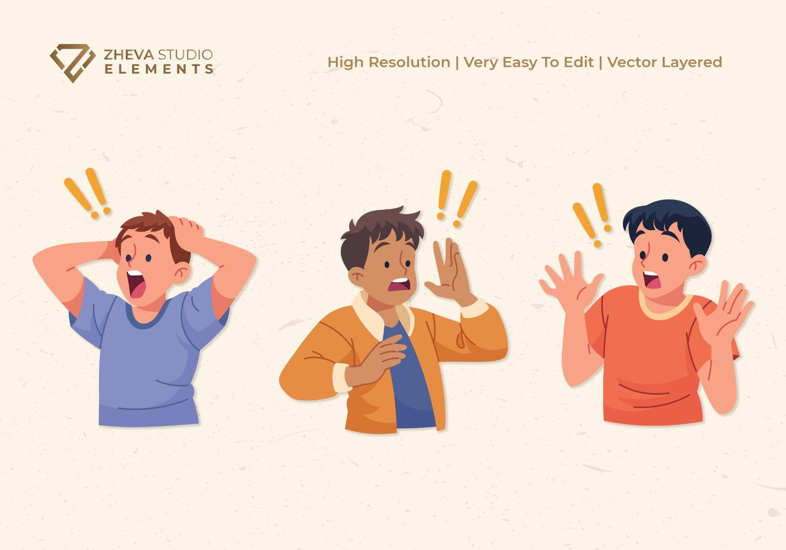 Premium Shocked Face Expressions Vector Illustration – 6 EPS & PNG Files