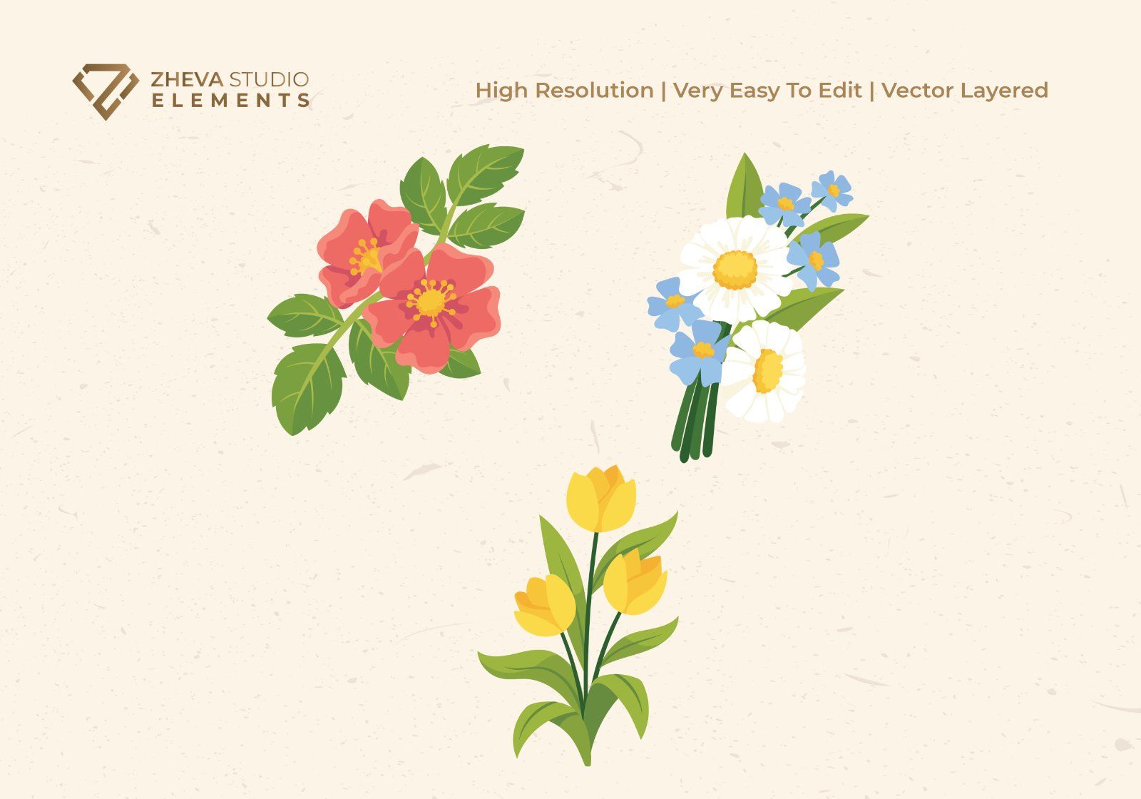 Premium Colorful Floral Bouquet Vector Illustration