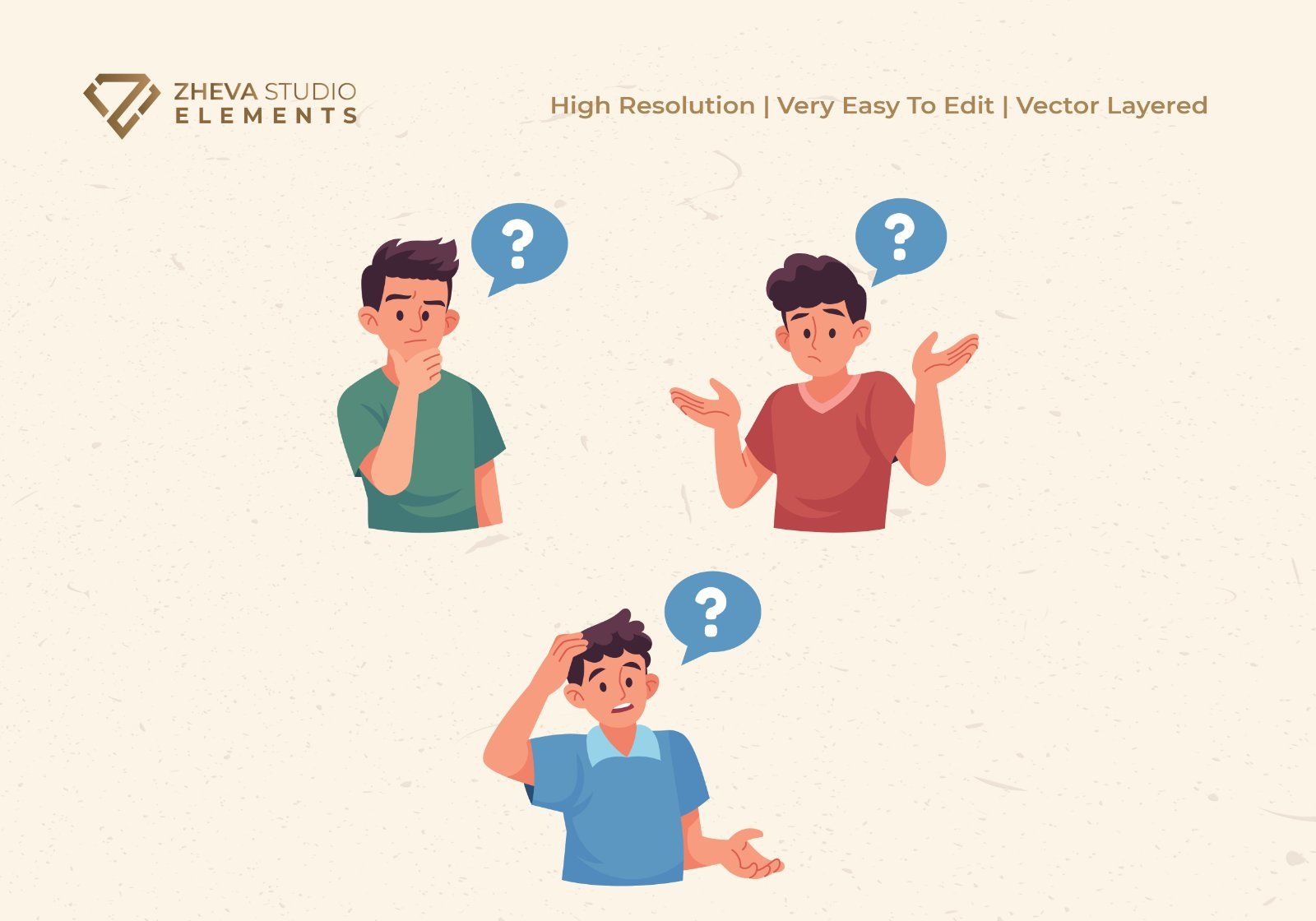 People with Questioning Marks Expression Set