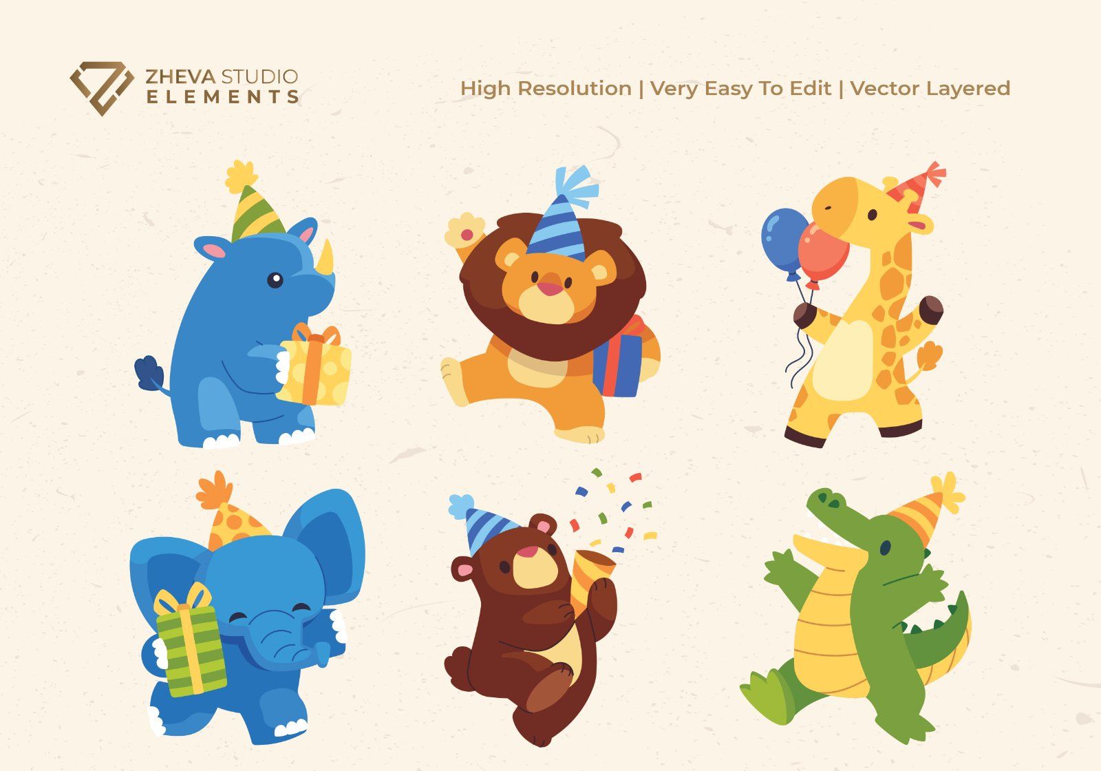 Premium Cute Jungle Animal Birtday Party