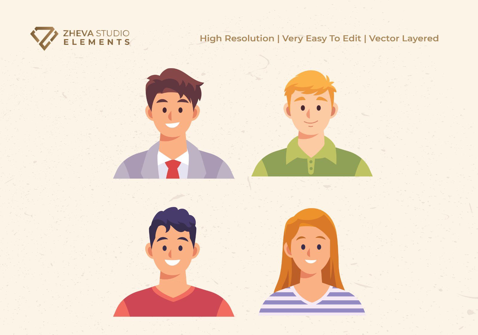Premium Set of Human Face and Characters Vector Illustration