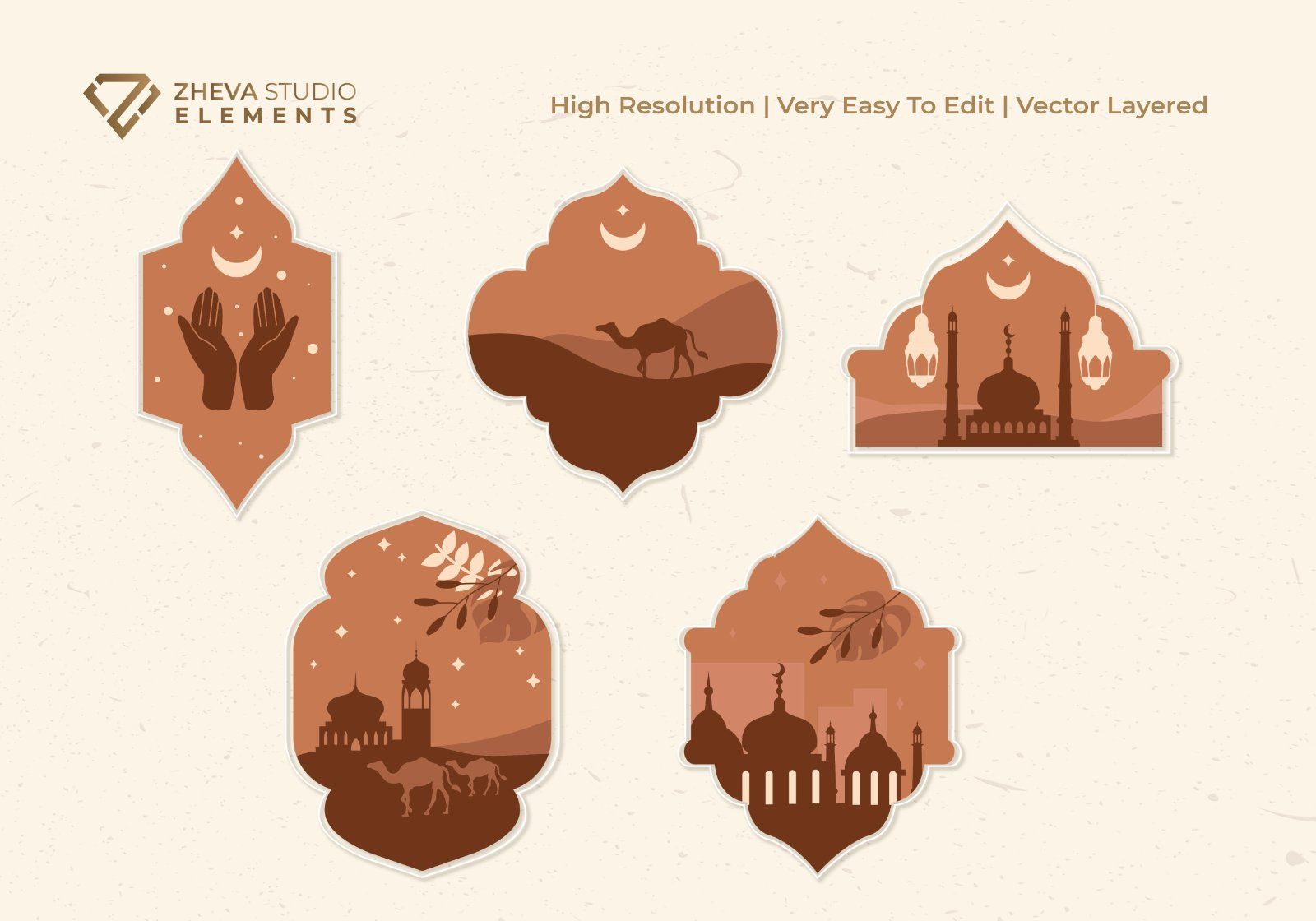 Premium Minimalist Ornament Islamic Vector Illustration – 10 EPS & PNG Files