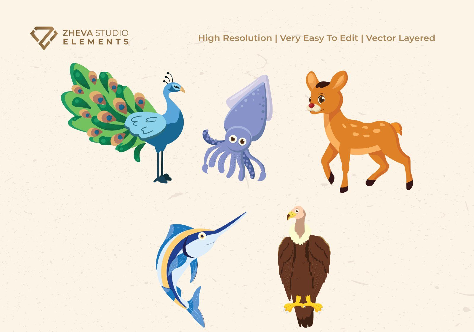 Premium wild forest animals Vector Illustration – 10 EPS & PNG Files