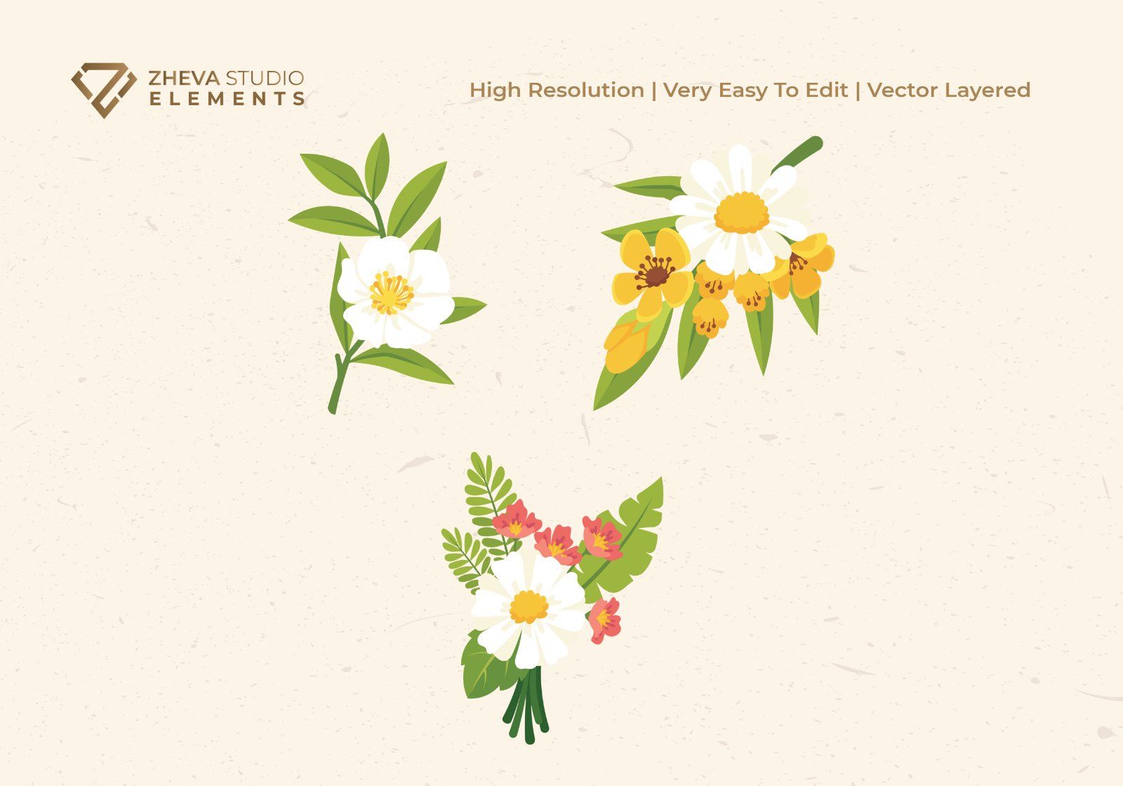 Premium Colorful Floral Bouquet Vector Illustration