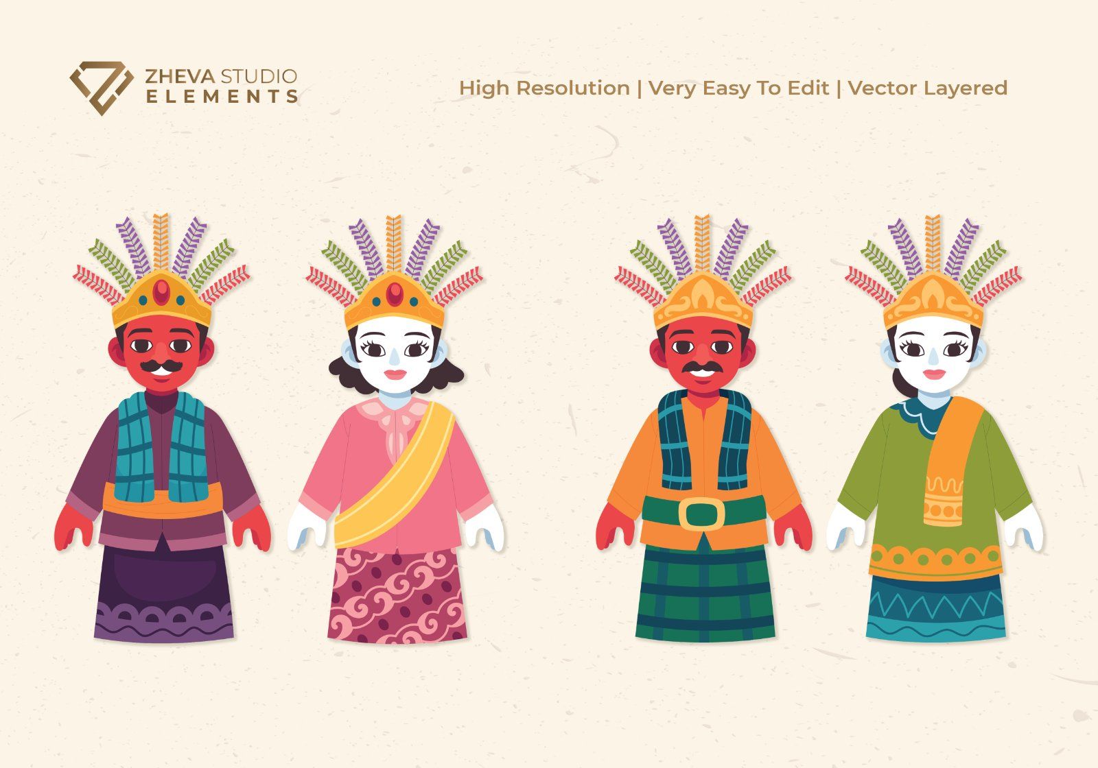 Premium Ondel Ondel Betawi Traditional Puppet Vector Illustration – 4 EPS & PNG Files