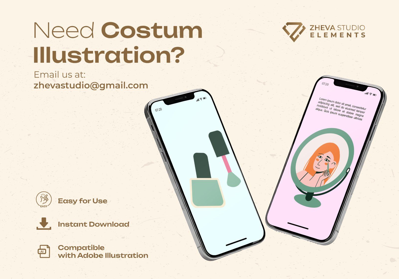 Premium Women Applying Makeup and Skincare Vector Illustration