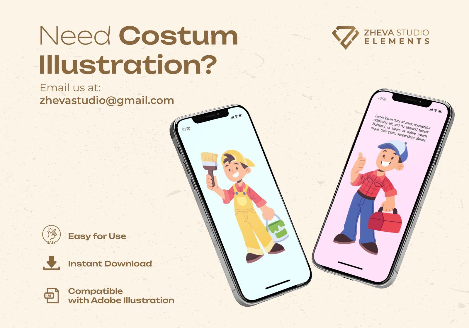 Premium Cartoon Contruction Workers Vector Illustration