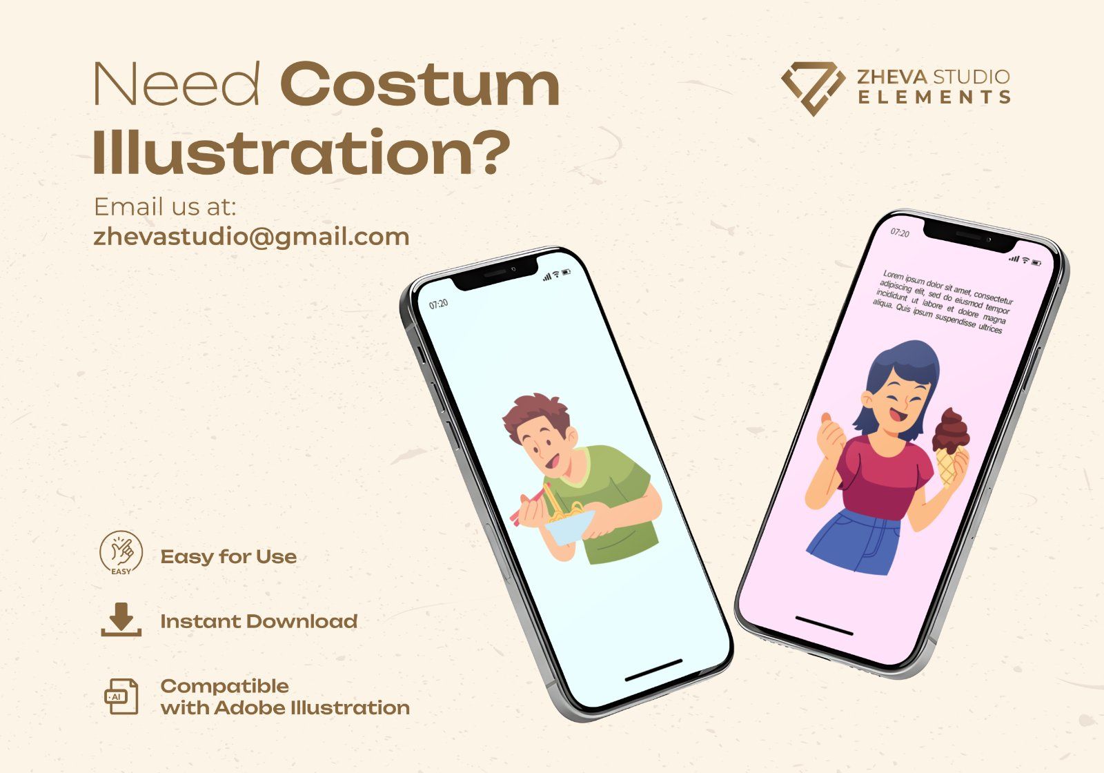 Premium People Enjoying Delicious Food Vector Illustration