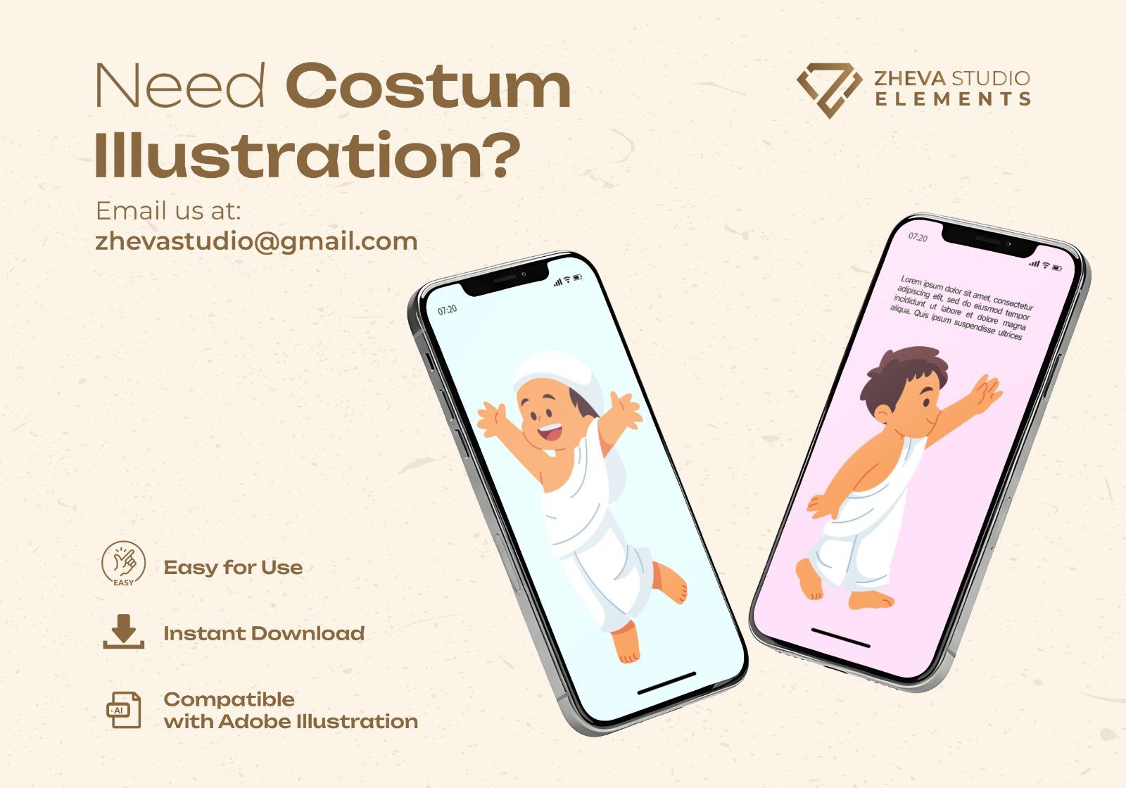 Premium Hajj Kids Character Vector Illustration – 6 EPS & PNG Files