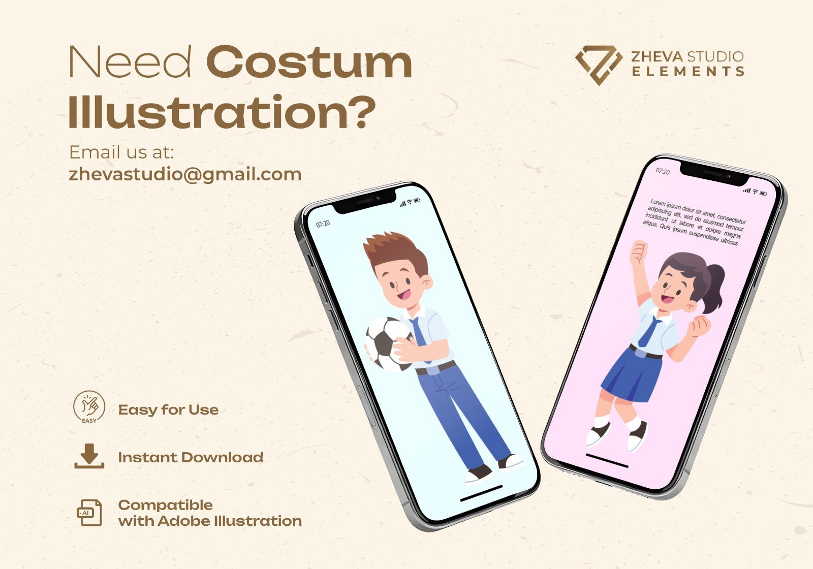 Premium Cute Students in Uniform Vector Illustration – 6 EPS & PNG Files