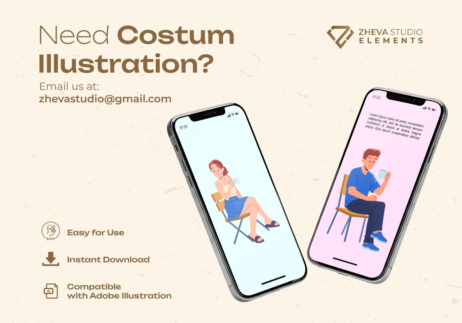 Premium People Sitting and Relaxing in a Cafe Vector Illustration