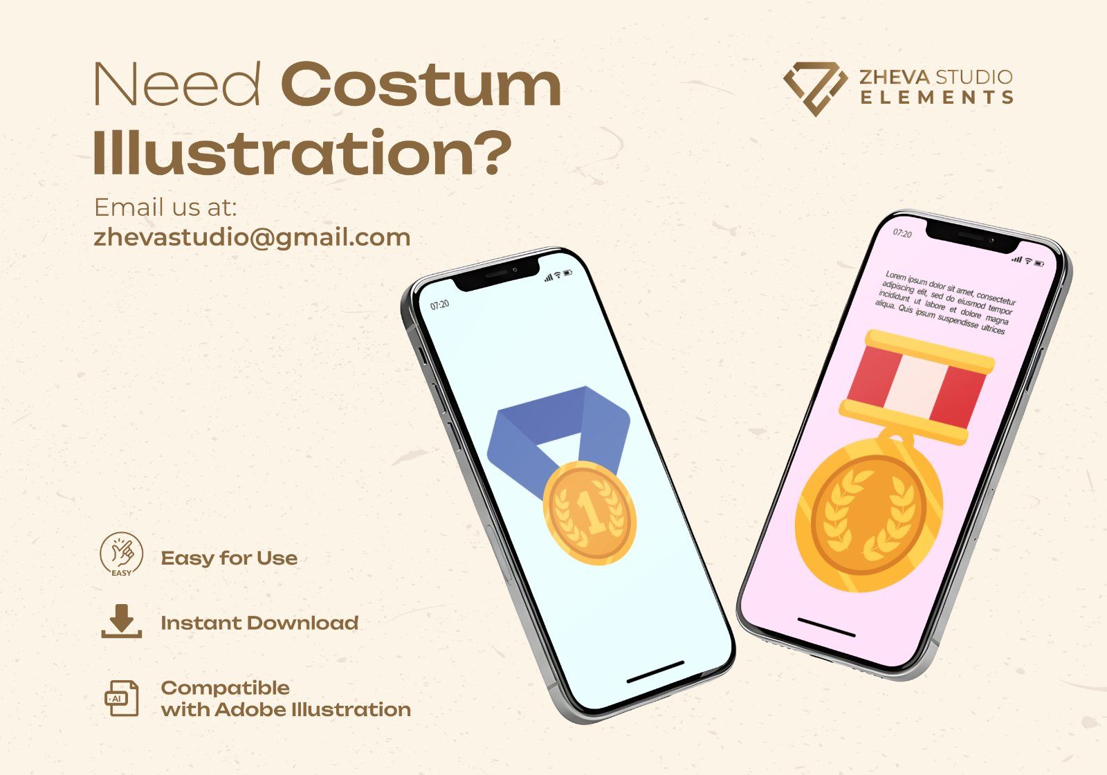 Premium Award Medals and Trophy Vector Illustration – 8 EPS & PNG File