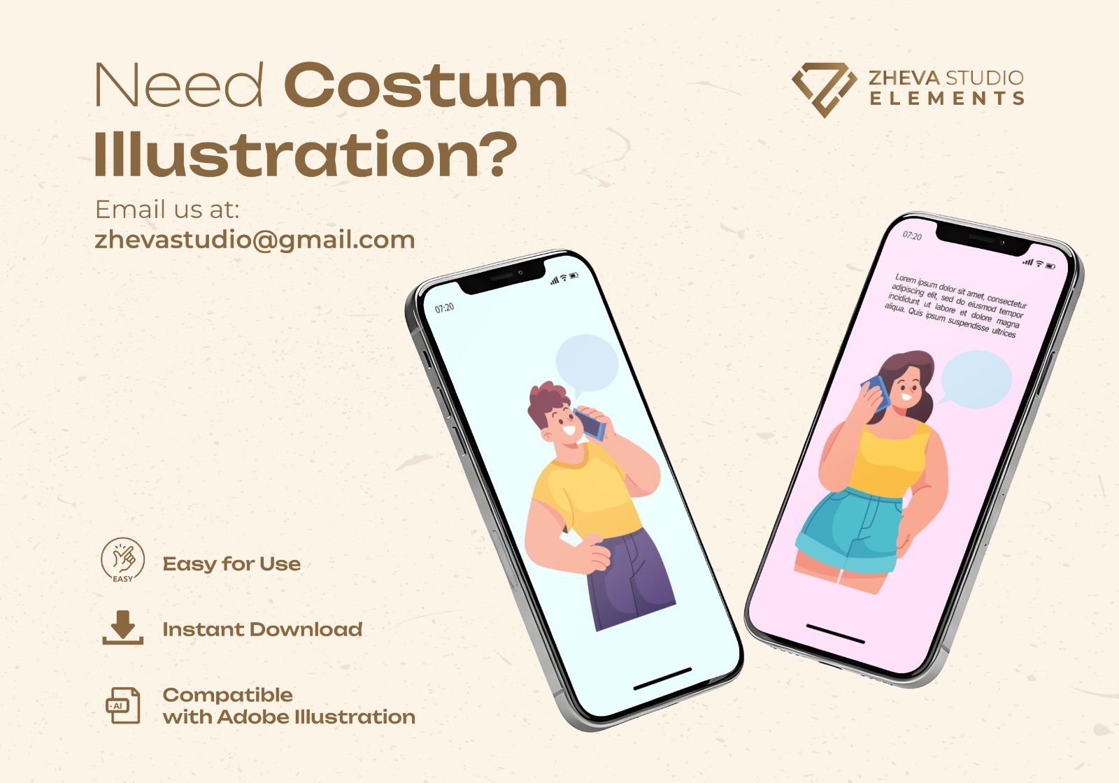 Premium People Talking on the Phone Vector Illustration