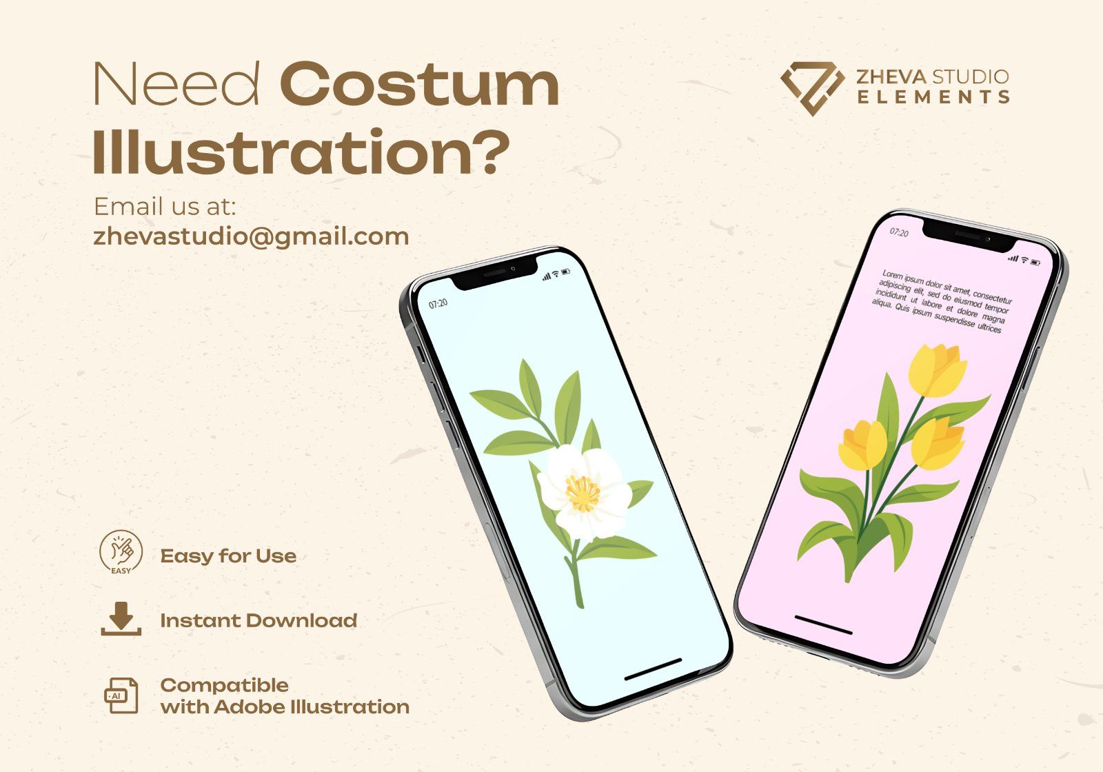 Premium Colorful Floral Bouquet Vector Illustration