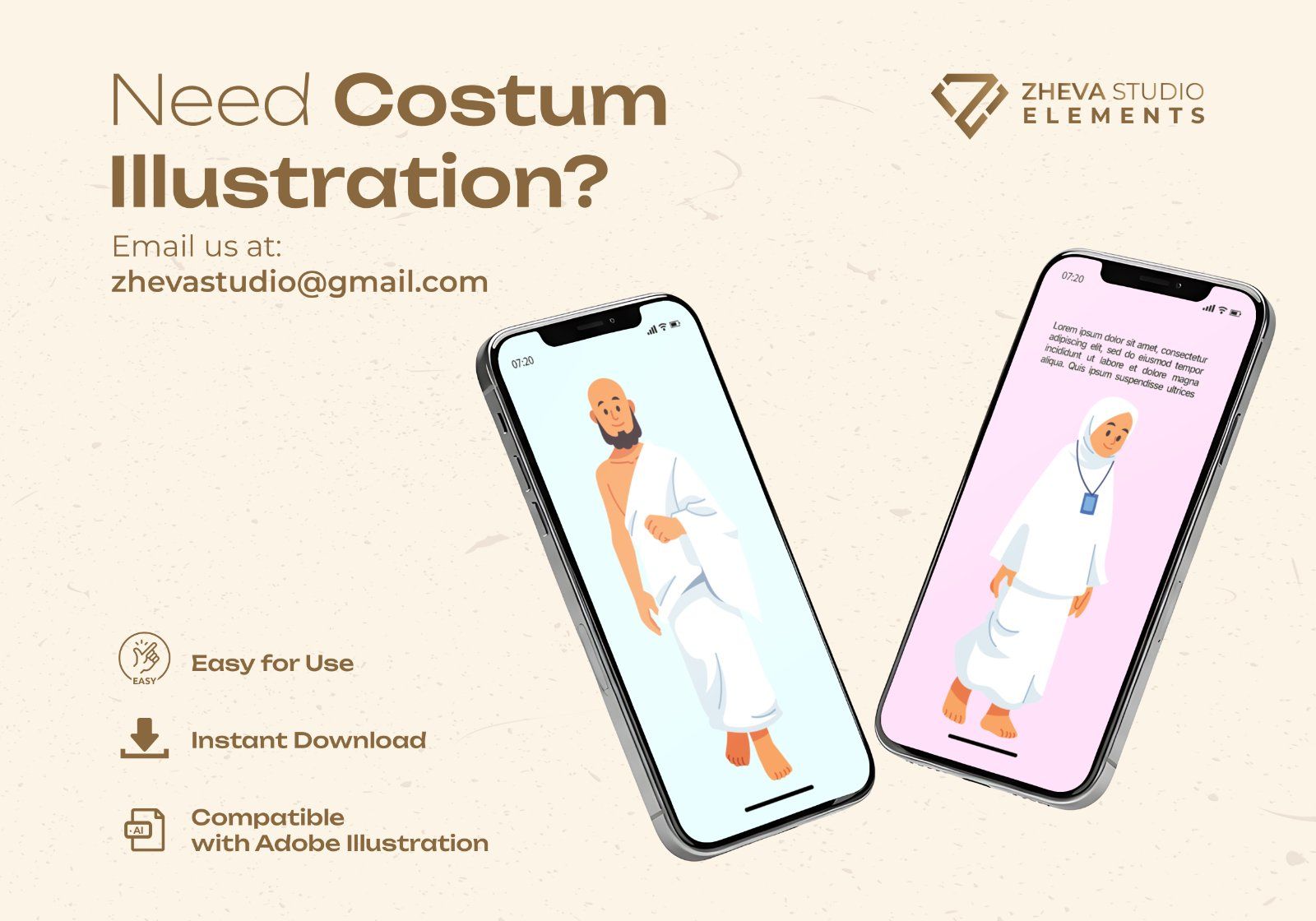 Premium Hajj and Umrah Pilgrims Vector Illustration – 6 EPS & PNG Files