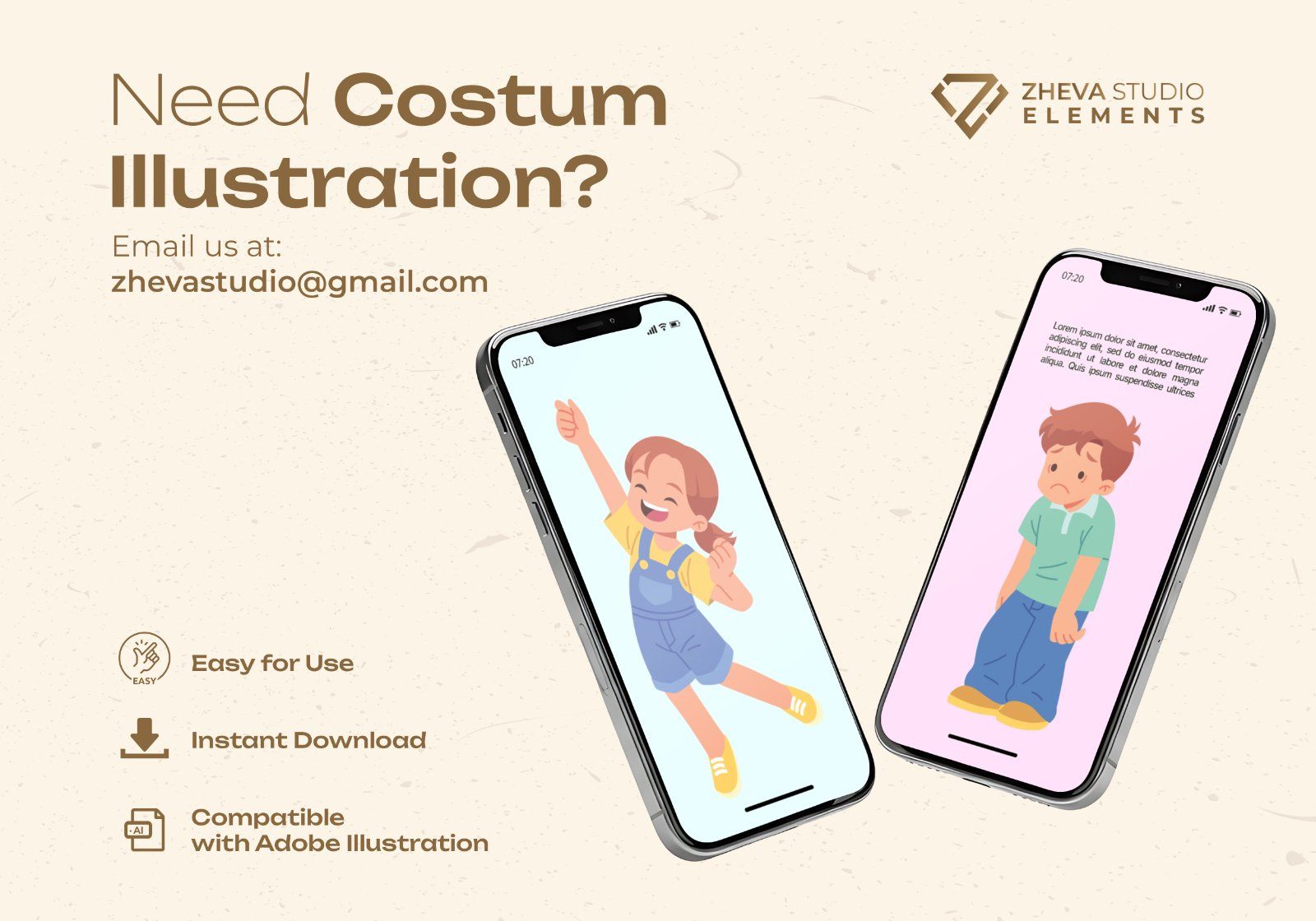 Premium Cute Kids Expressing Different Emotions Vector Illustration