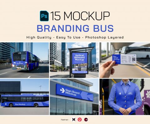 Premium Branding Bus Transportation Mockup