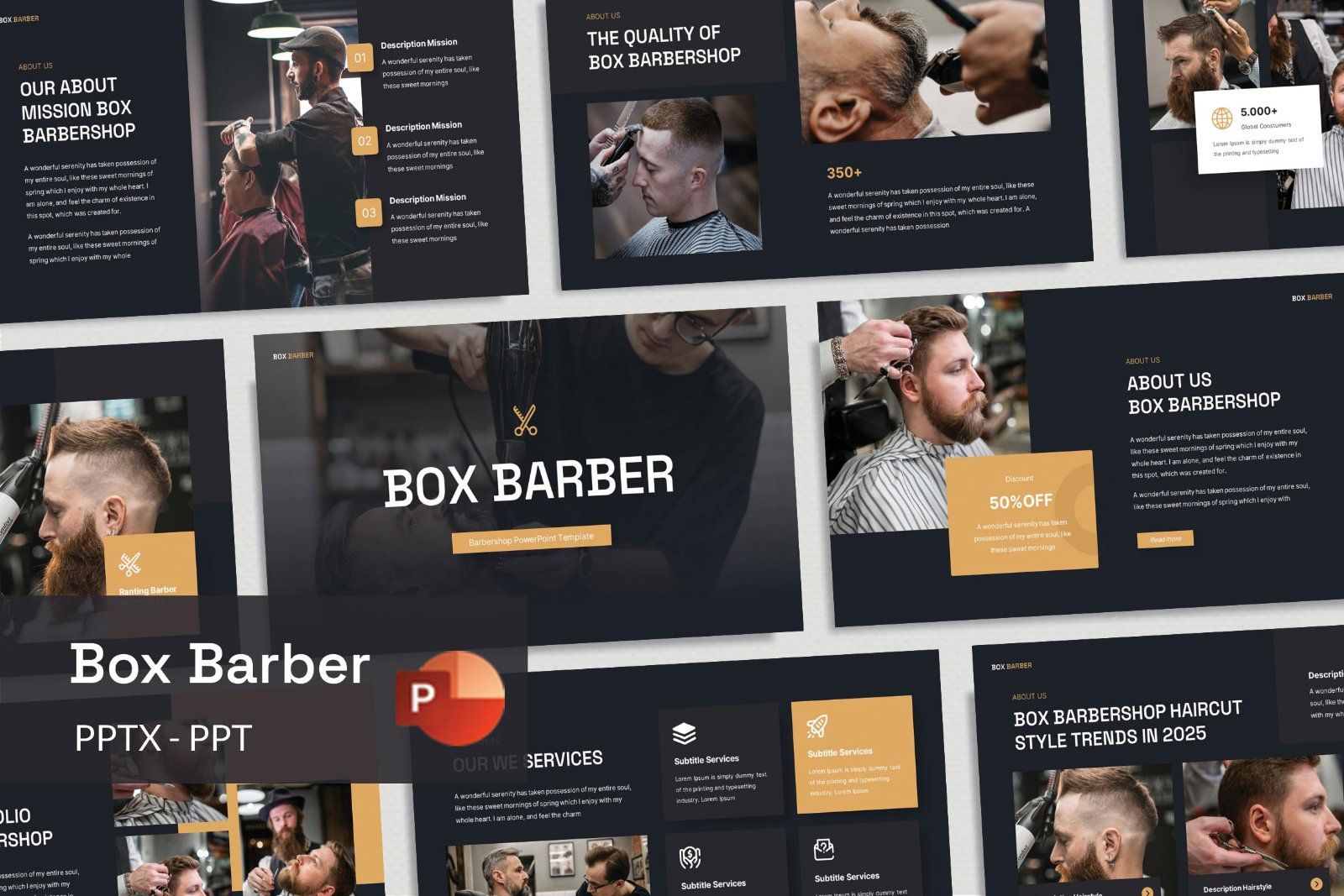 Box Barber - Barbershop PowerPoint Presentation Template