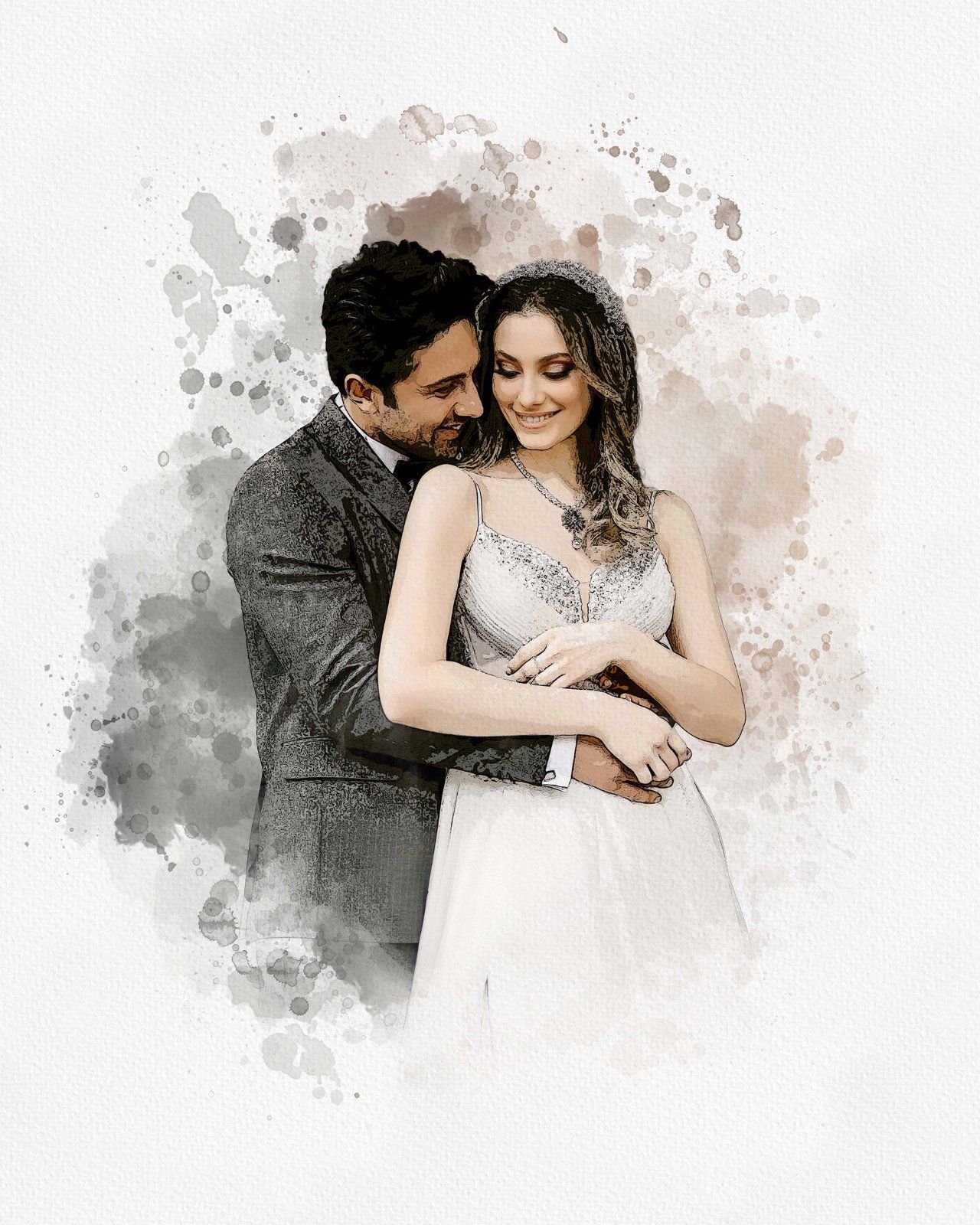 Wedding Watercolor Art Photo Effect