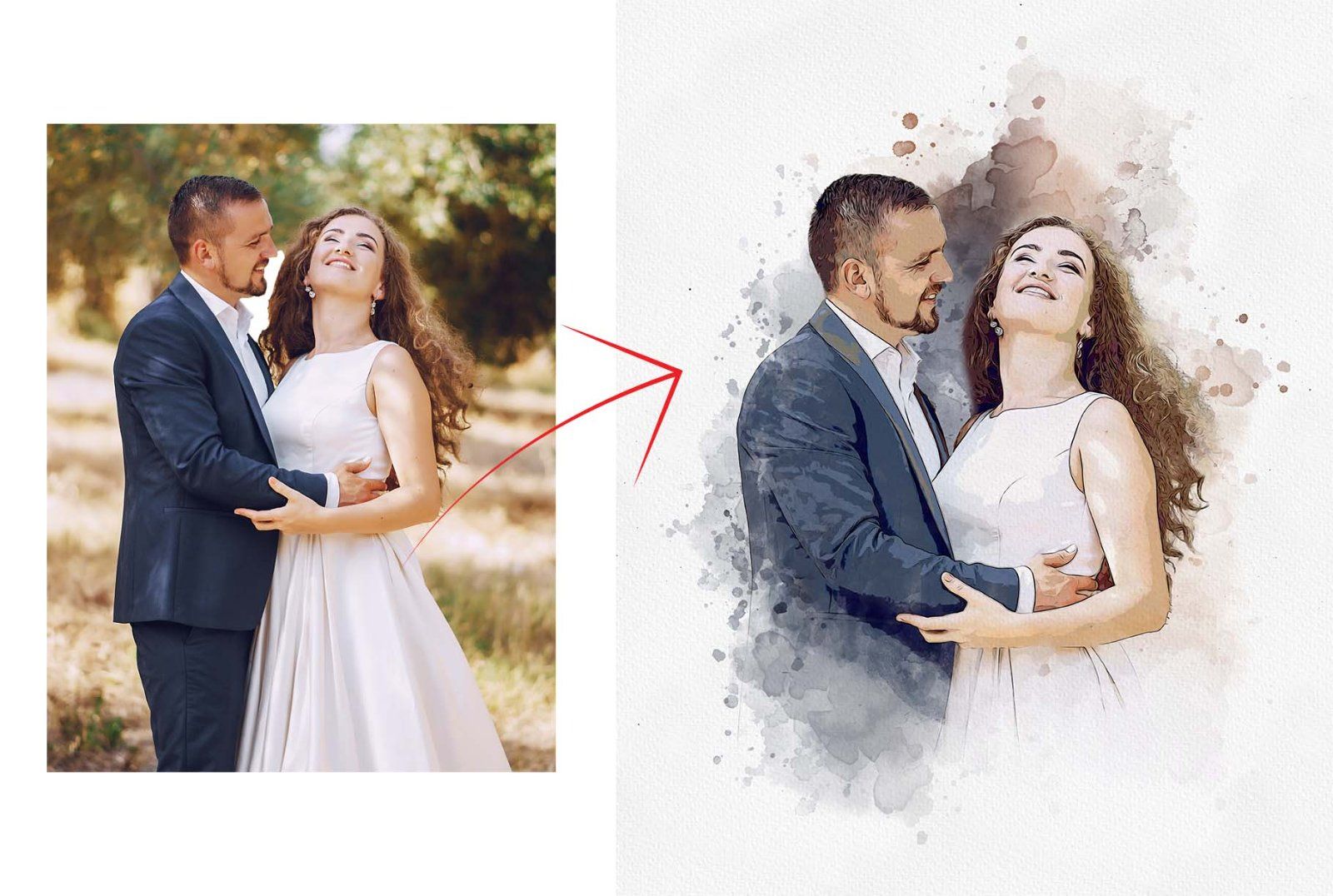 Wedding Watercolor Art Photo Effect