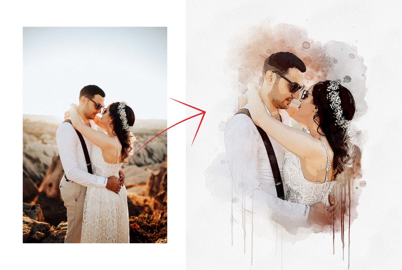 Wedding Watercolor Art Photo Effect