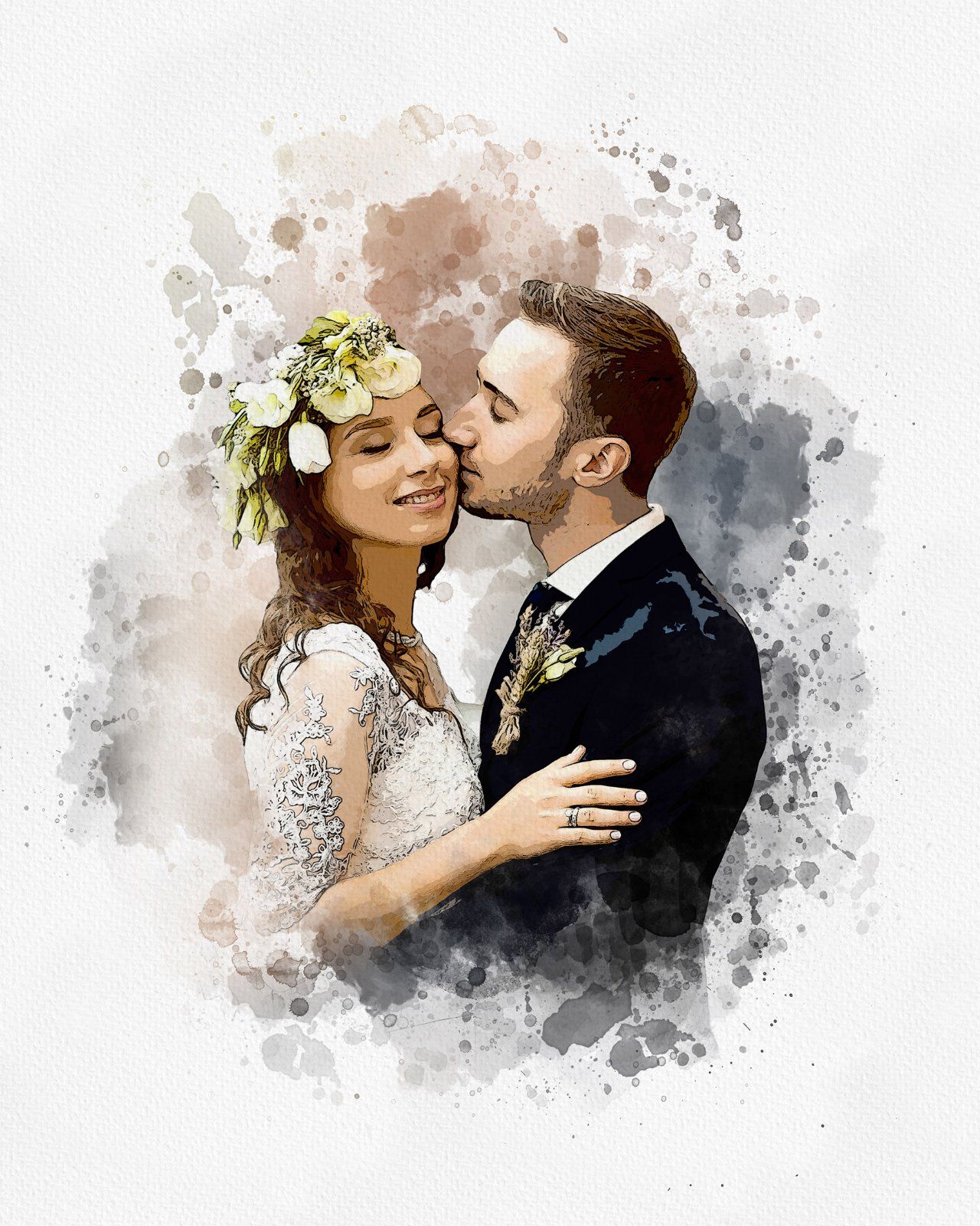 Wedding Watercolor Art Photo Effect