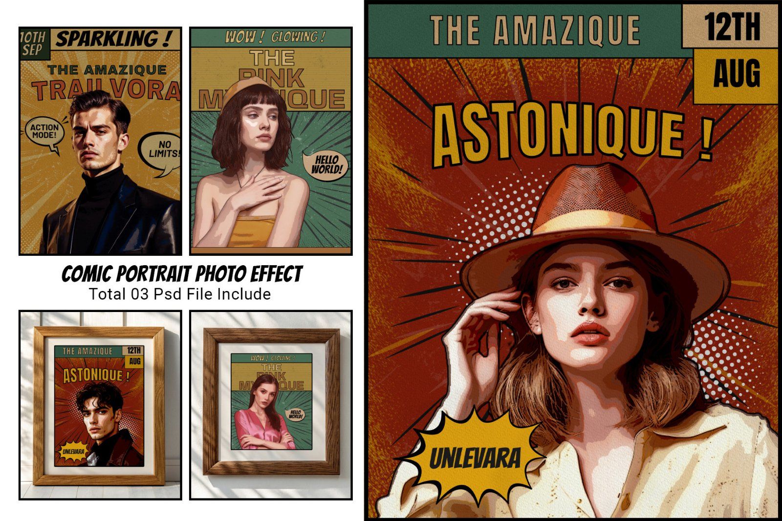 Comic Portrait Photo Effect Template