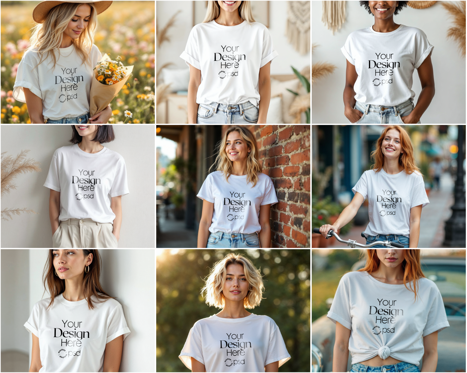 100 T-Shirt Mockup PSD Bundle – Gildan 64000 & Bella Canvas 3001 for Print on Demand