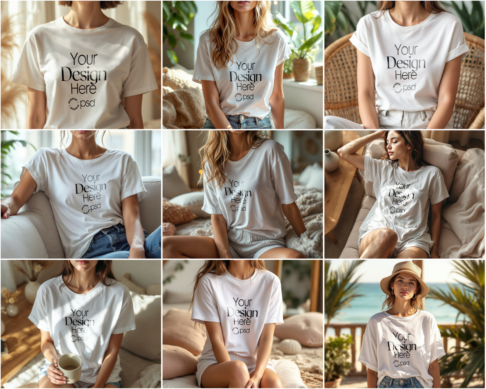 100 T-Shirt Mockup PSD Bundle – Gildan 64000 & Bella Canvas 3001 for Print on Demand