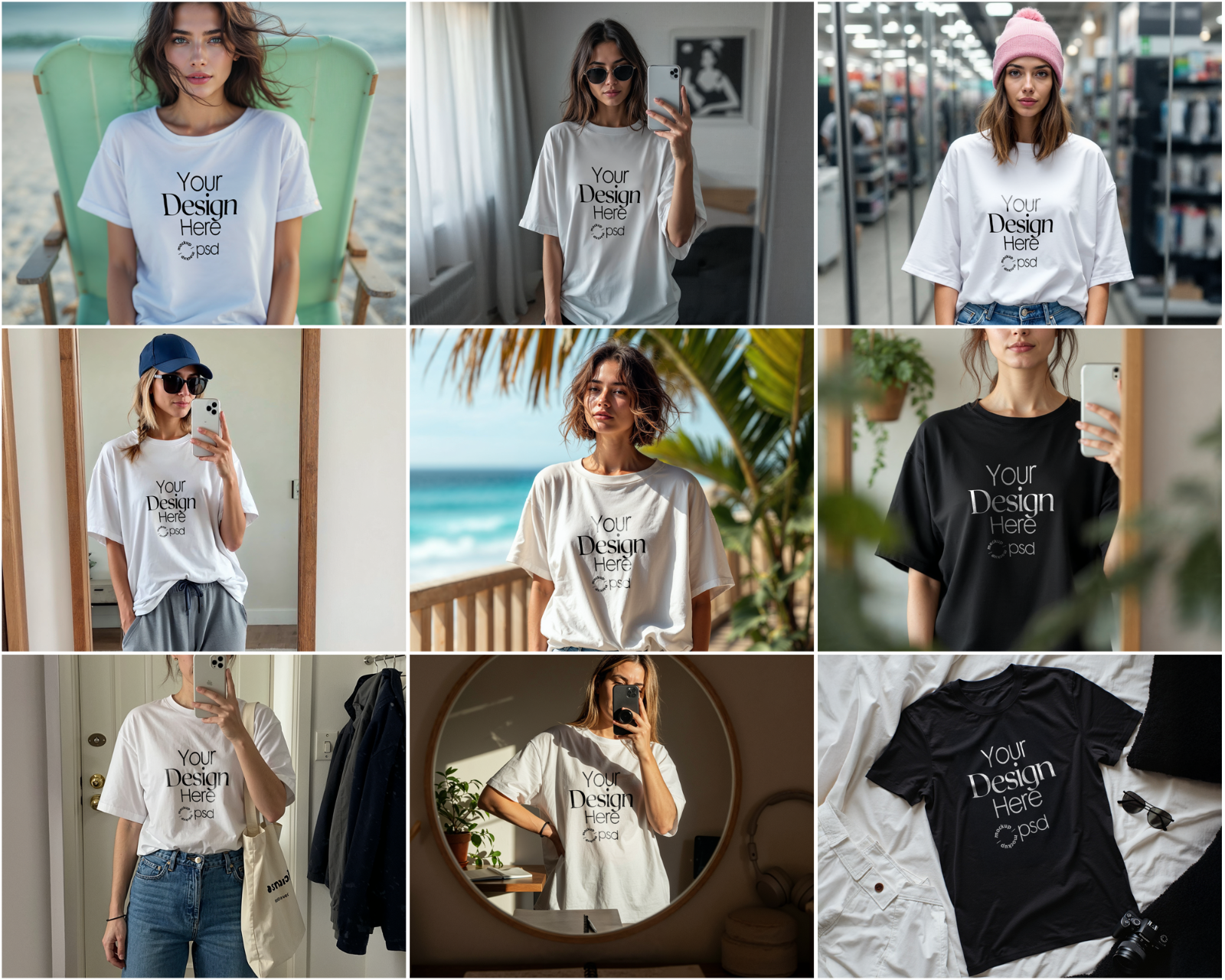 100 T-Shirt Mockup PSD Bundle – Gildan 64000 & Bella Canvas 3001 for Print on Demand