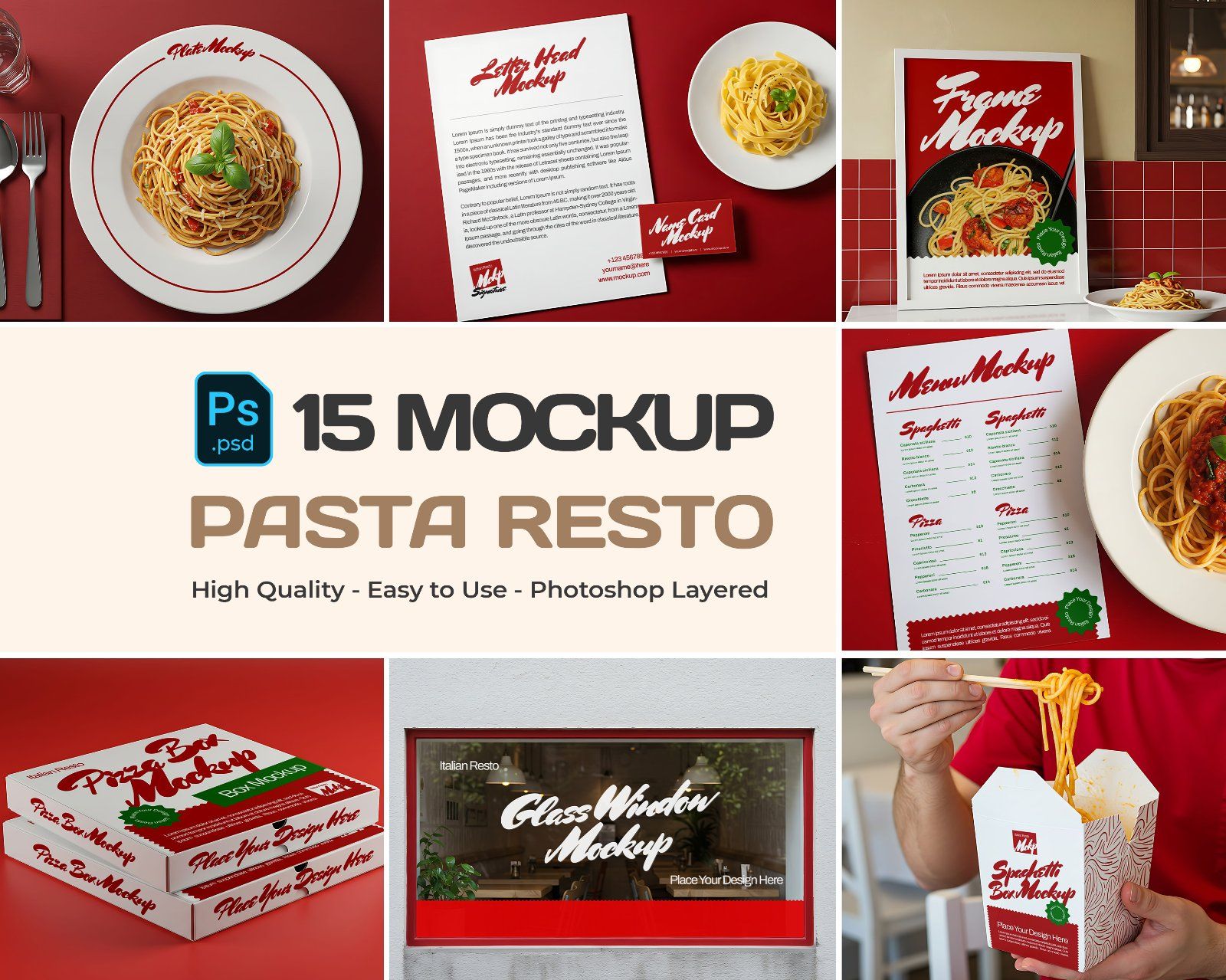 15 Premium Italia Pasta Resto Mockup Collection